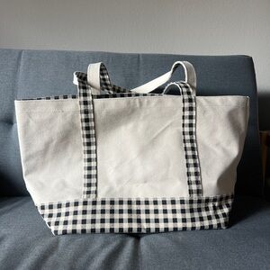 NWOT BAGGU Medium Heavyweight Canvas Tote - Black & White Gingham